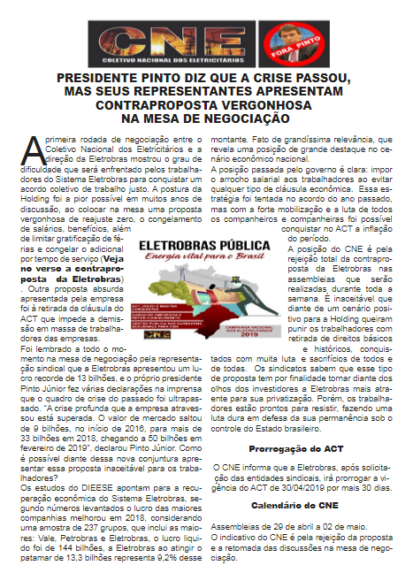 Boletim CNE – 26/04/2019