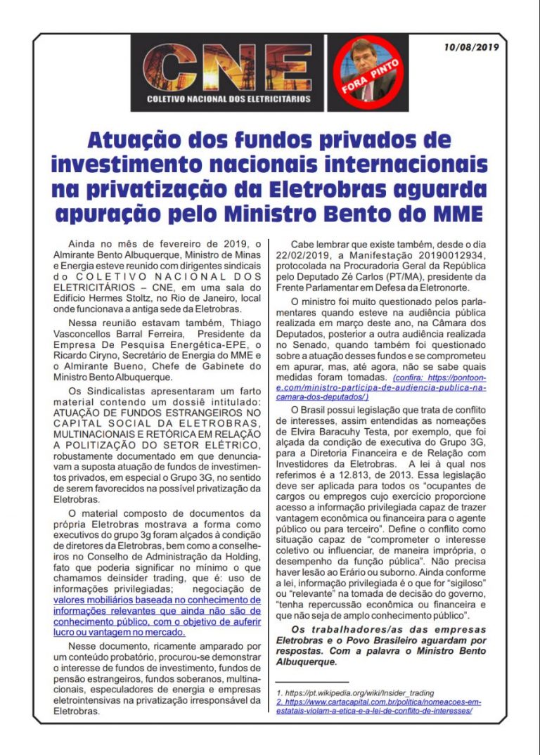Boletim CNE – 10/08/2019