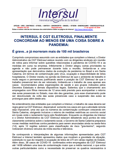 Boletim Intersul – 037/2020
